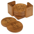 Bamboo 6 Round Coaster Set w/Holder